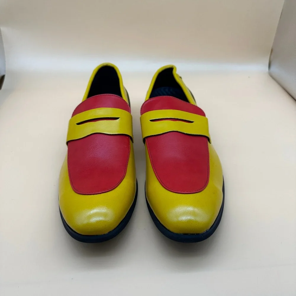 Men's Two-Tone Yellow and Red Slip-On Loafers